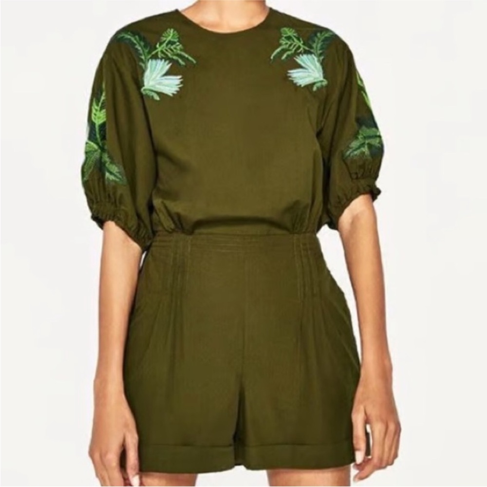 Zara Embroidered Jumpsuit with Floral Design